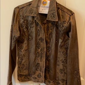 Shimmering brown jacket with embroidery